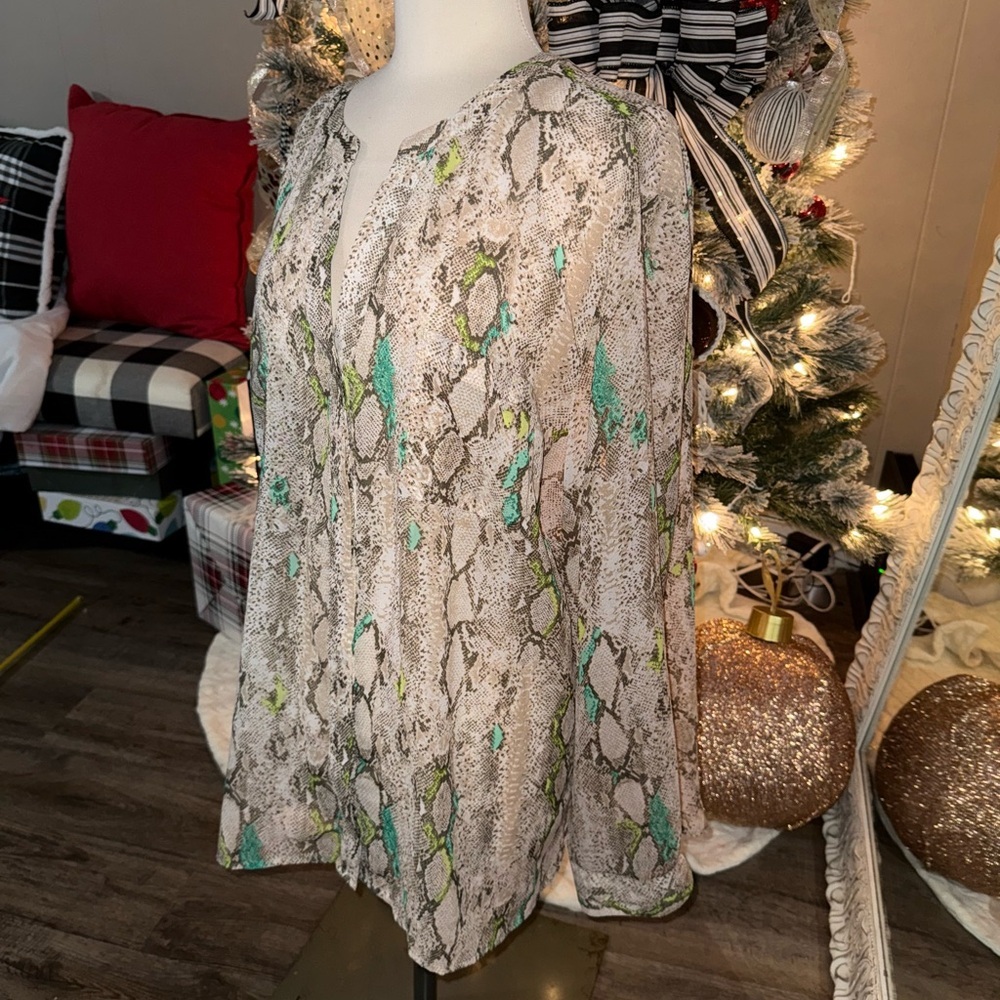 Covington Essentials Snake Print Sheer Blouse - image 4